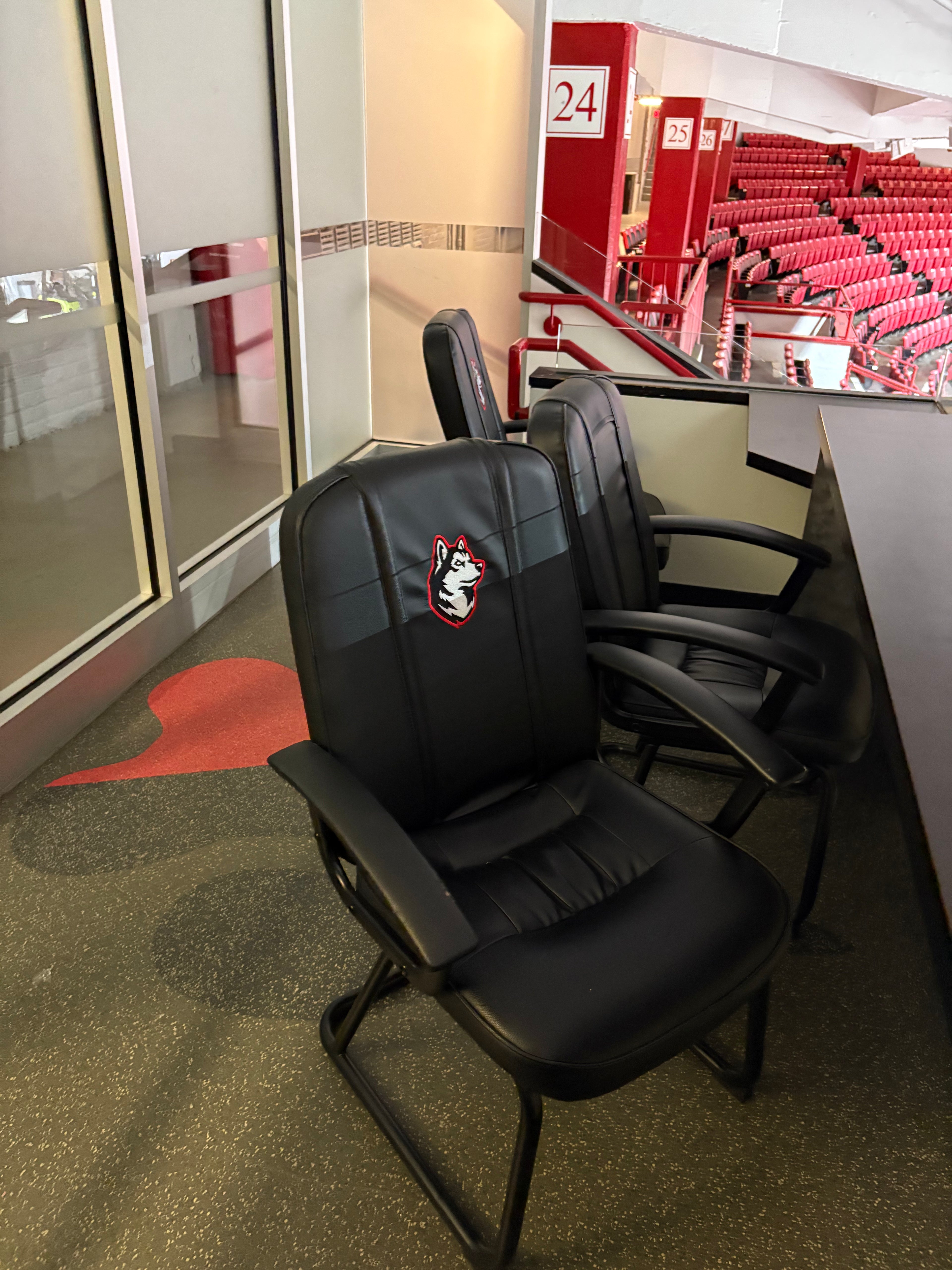 Press Box Game Used Northeastern-Branded Seats