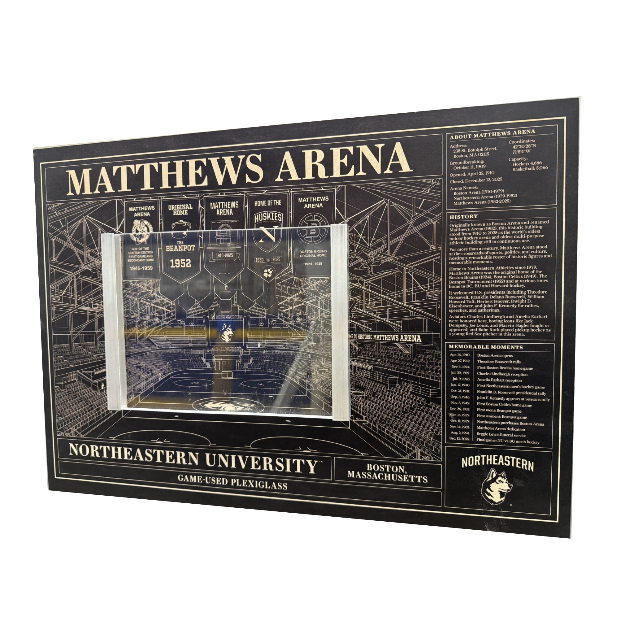 Matthews Arena Artistic Print with Game-used Plexiglass