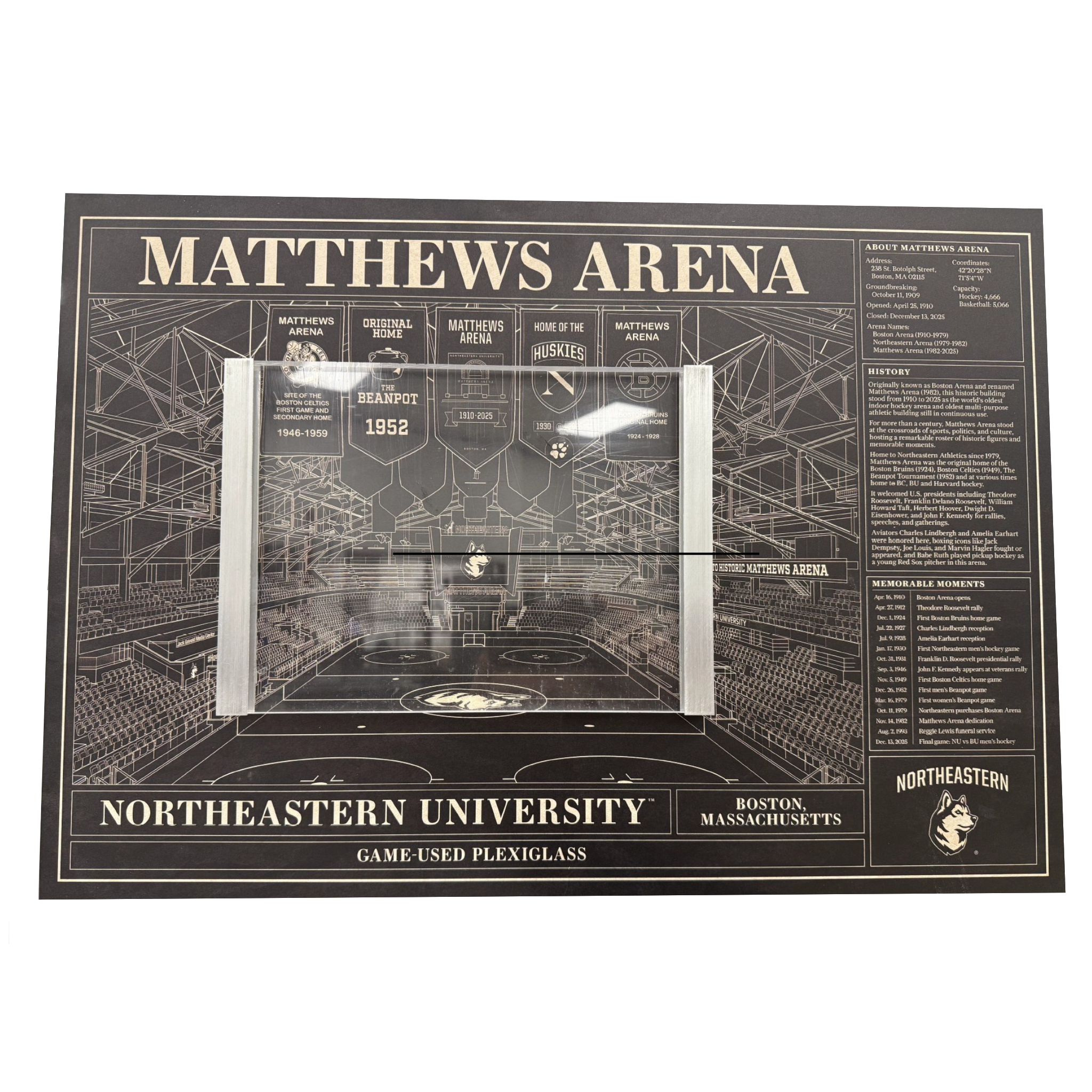 Matthews Arena Artistic Print with Game-used Plexiglass