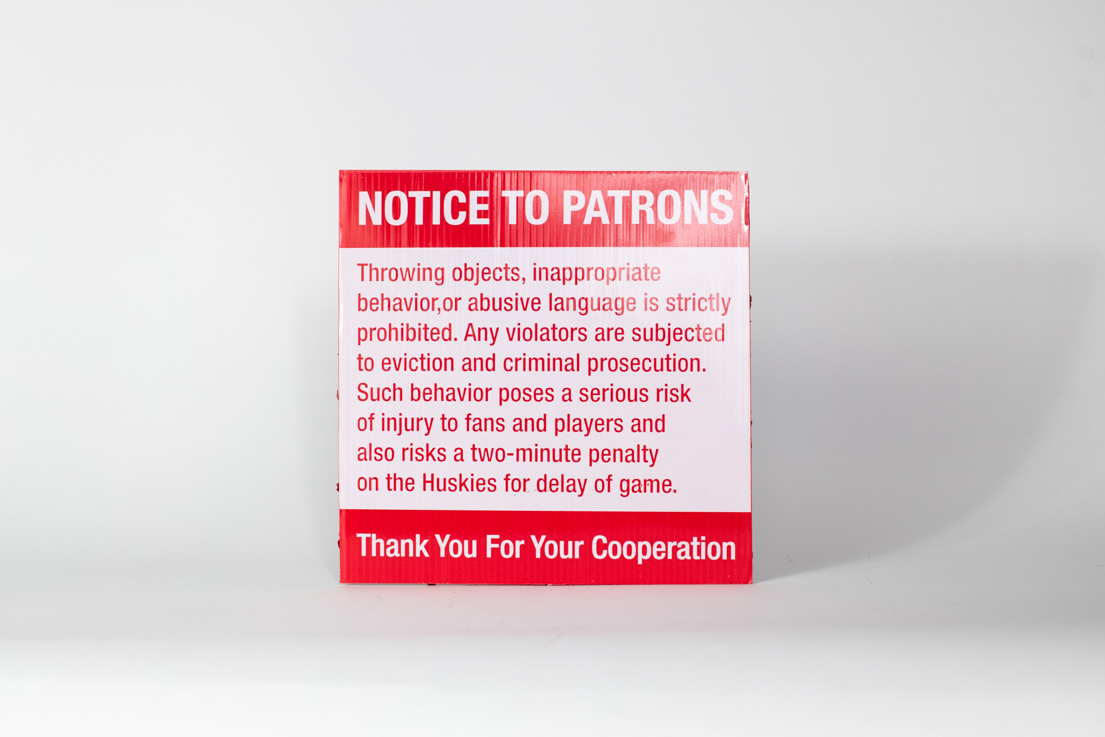 Notice To Patrons Sign