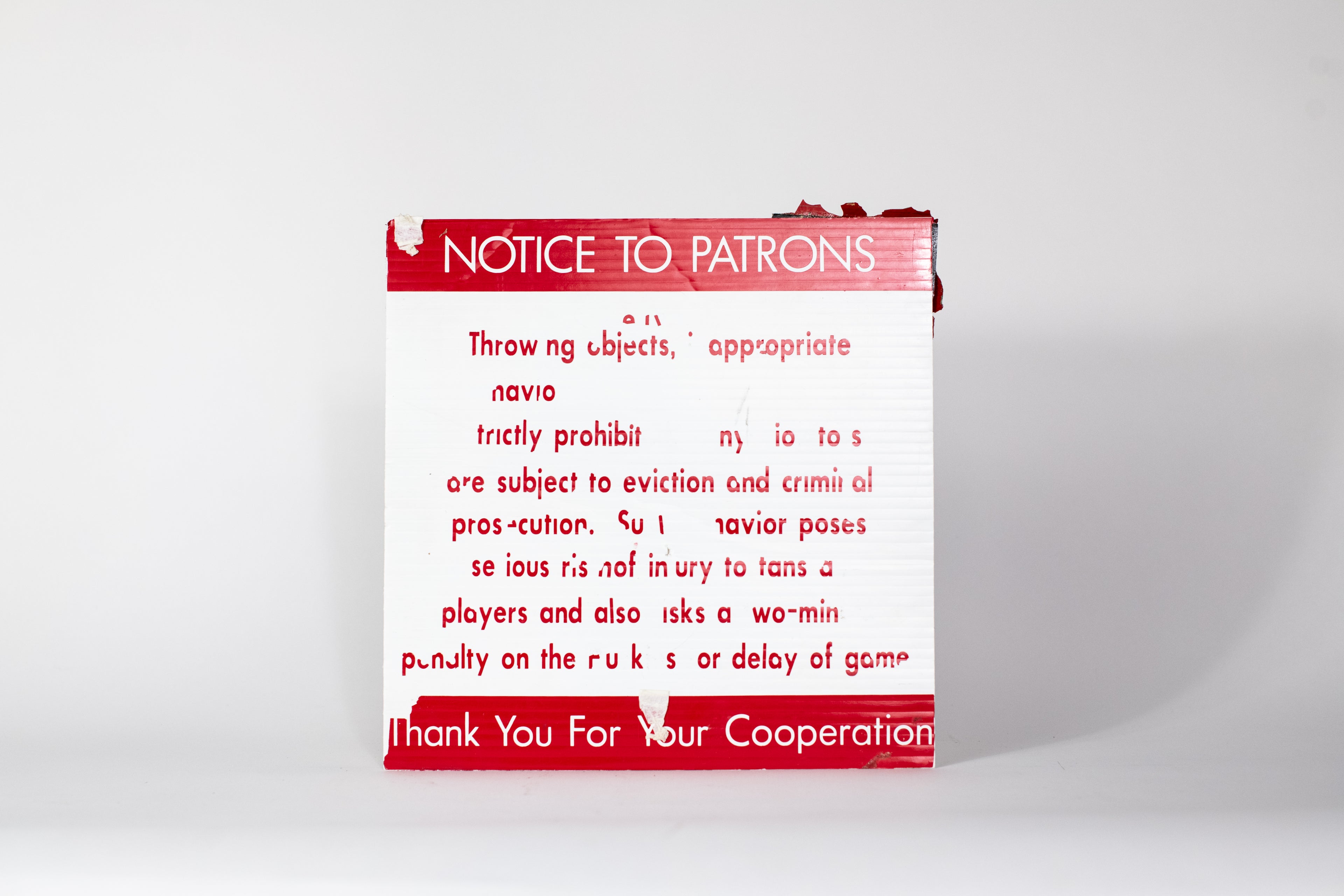 Notice To Patrons Sign