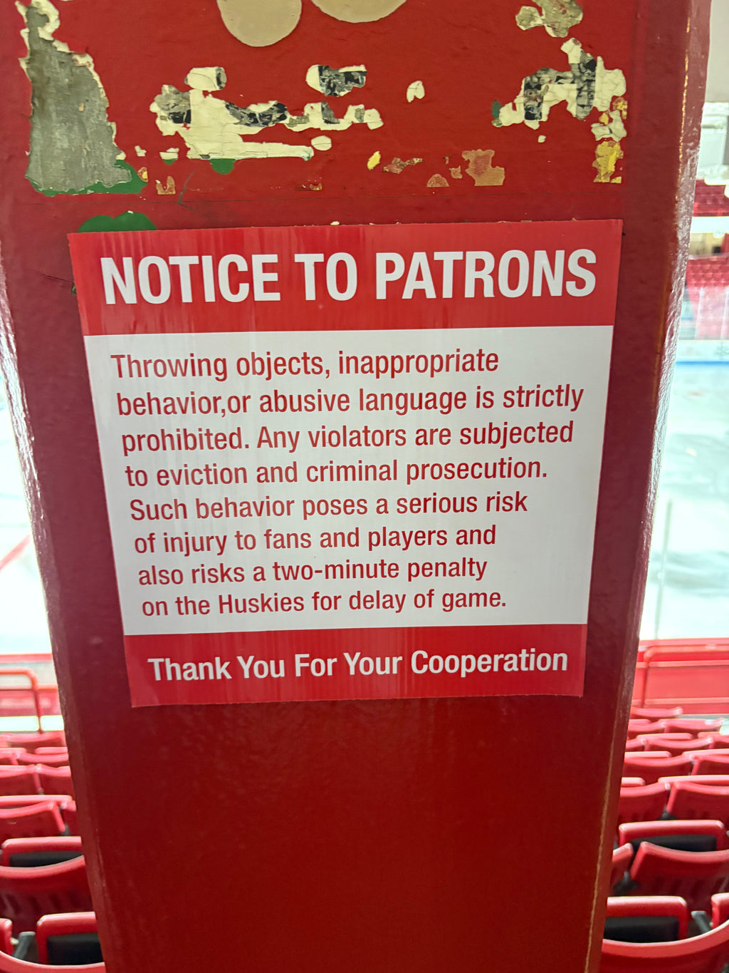 Notice To Patrons Sign