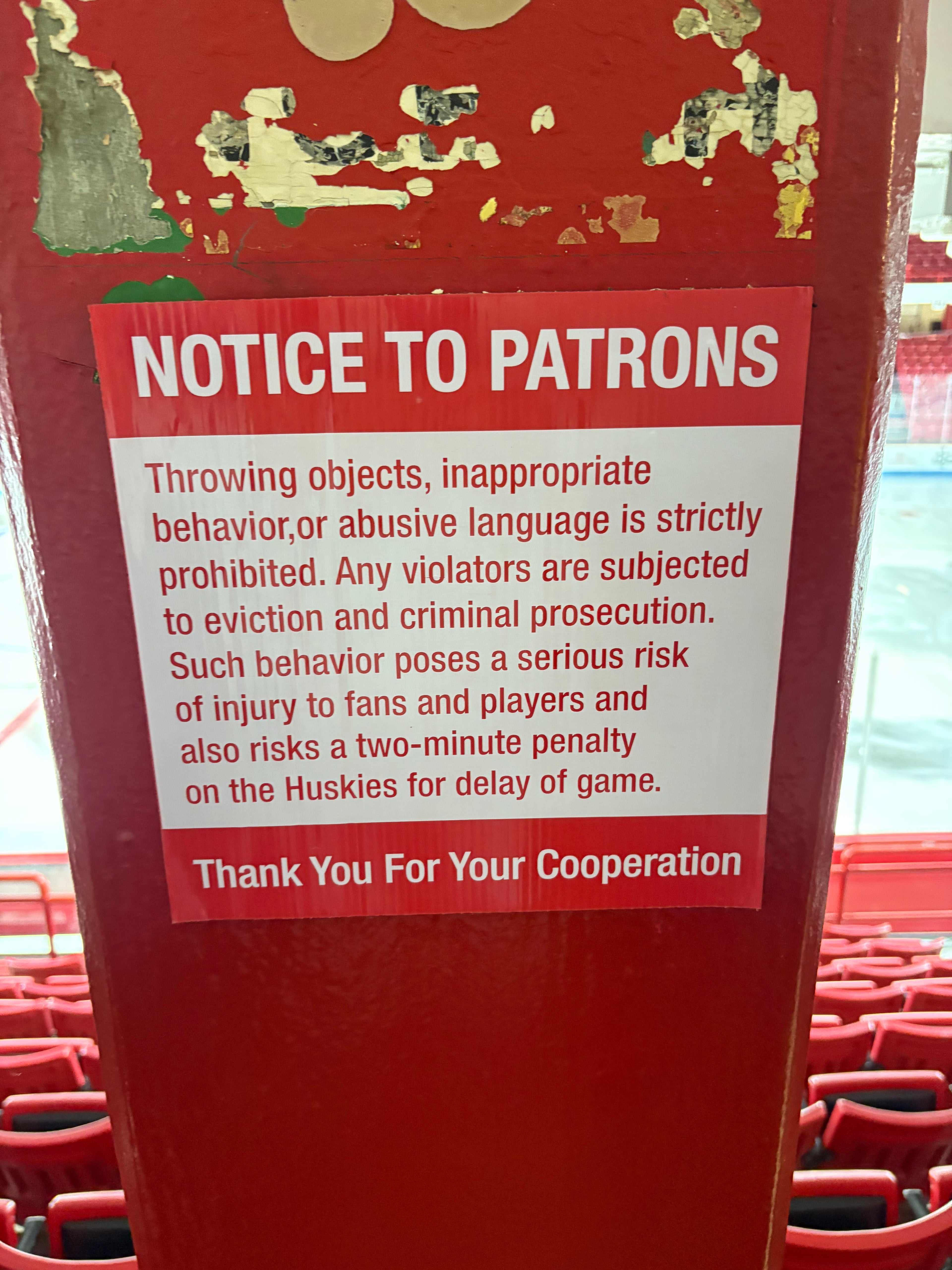 Notice To Patrons Sign
