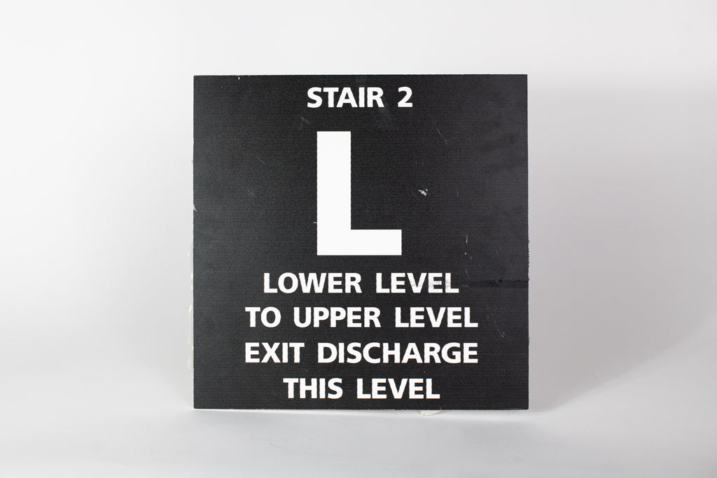 Stair 2 - L Lower Level to Upper Level Sign